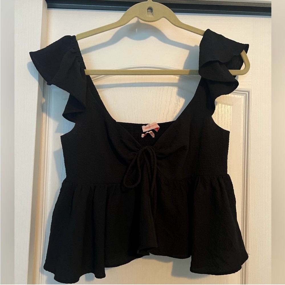 Black Ruffled Women's Top